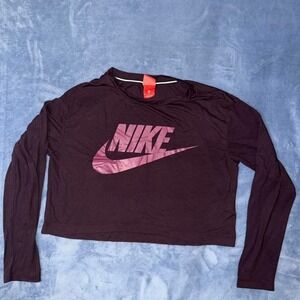 Nike burgundy long sleeve crop top Size M